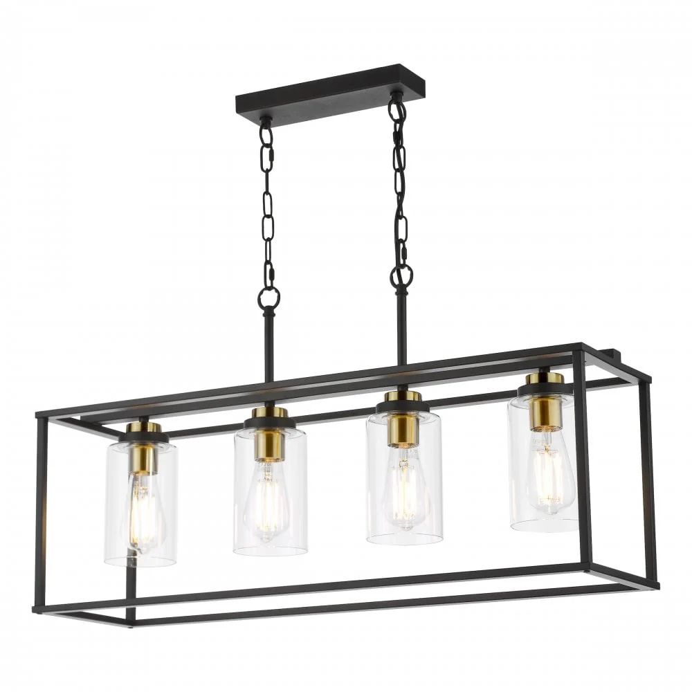Abel 4 Light Bar Pendant Satin Black and Glass - Image 2