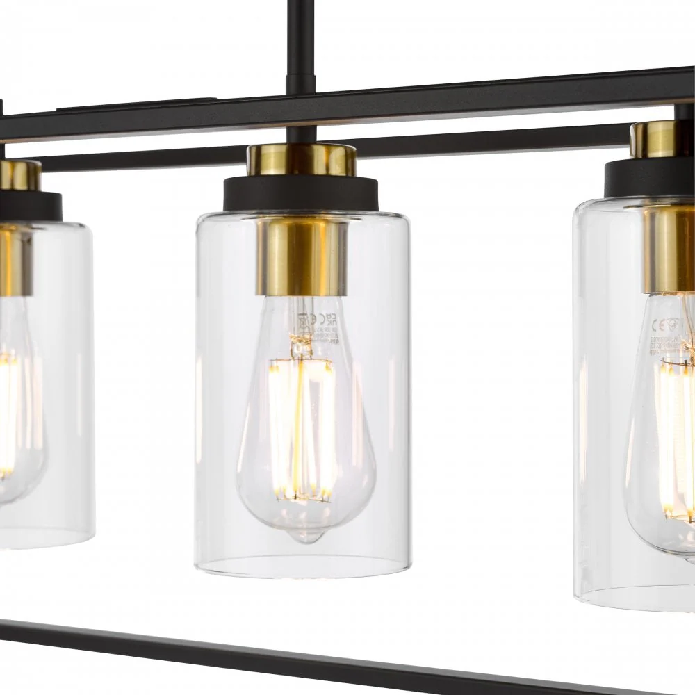 Abel 4 Light Bar Pendant Satin Black and Glass - Image 4