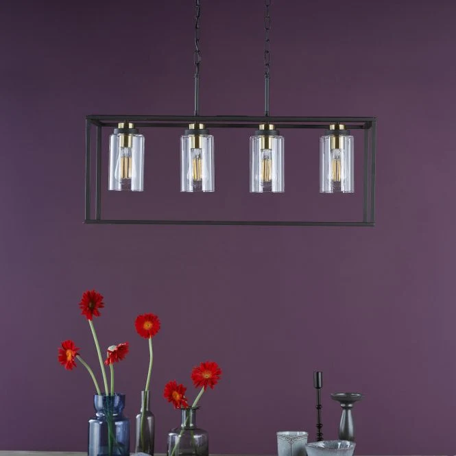 Abel 4 Light Bar Pendant Satin Black and Glass - Image 5