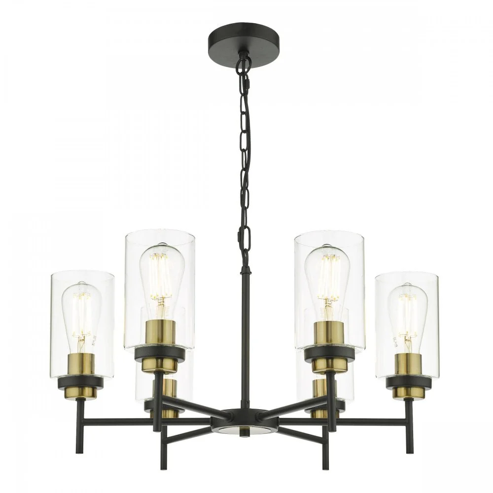 Abel 6 Light Pendant Glass Lighting Fixture Satin Black, Modern Multi-Light Ceiling Pendant for Dining & Living Spaces - Image 2