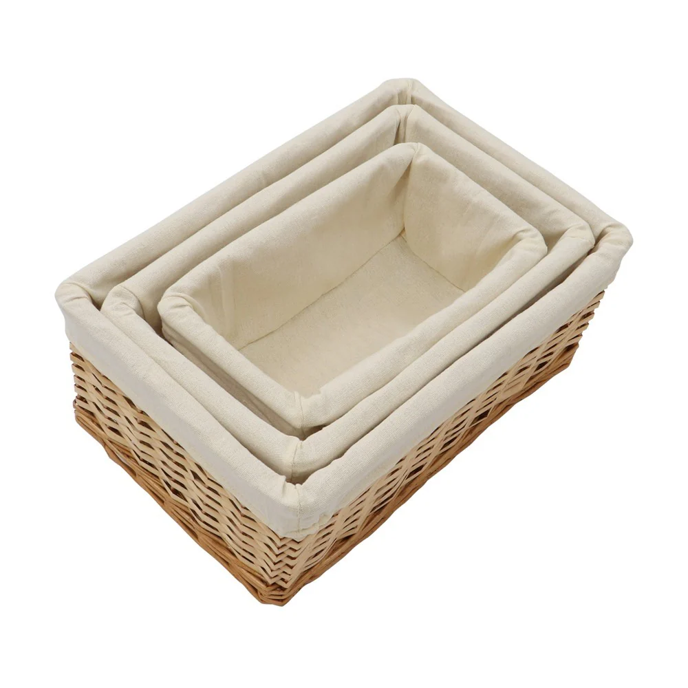 Acacia Rectangular Willow Storage Basket Set of 3 - Image 6