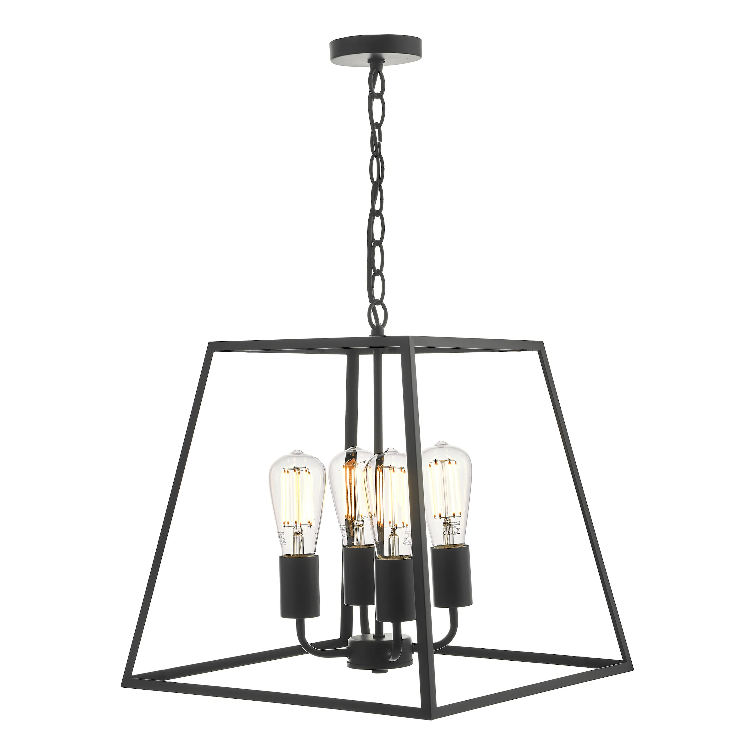 Academy 4 Light Lantern Pendant Matt Black - Lighting Collection - Image 2