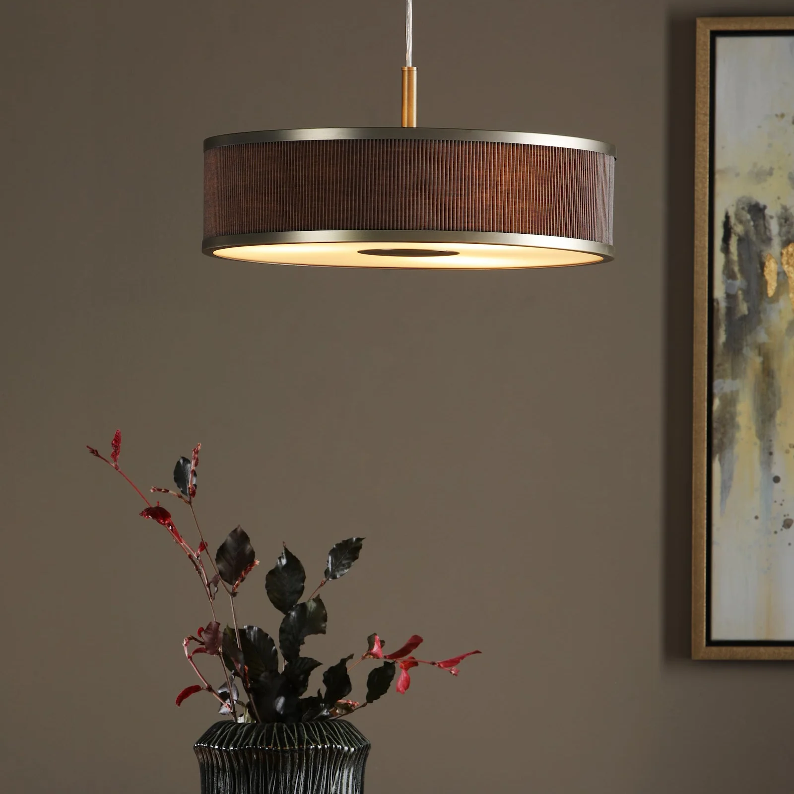 Alvaro 3 Light Pendant Antique Bronze/Brown Shade - Ceiling Hanging Light