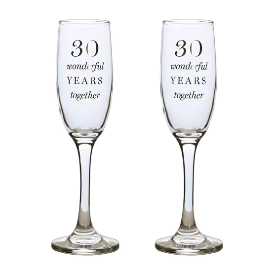 Amore Champagne Flutes Set of 2 - 30th Anniversary