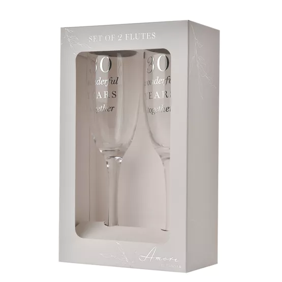 Amore Champagne Flutes Set of 2 - 30th Anniversary - Image 2