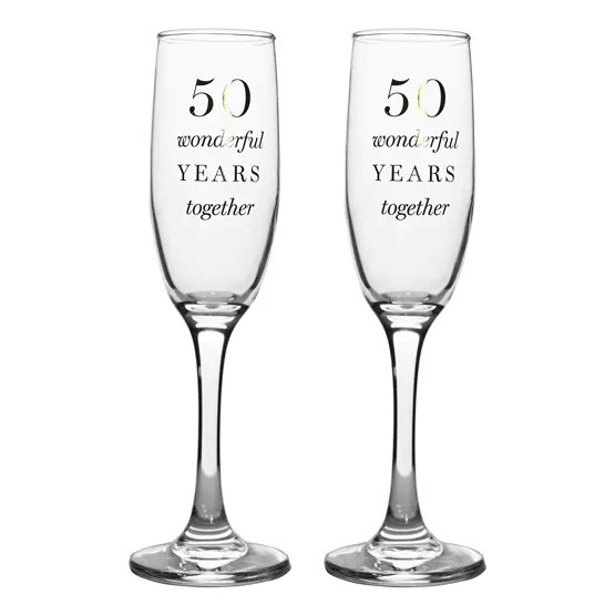 Amore Champagne Flutes Set of 2 - 50th Anniversary