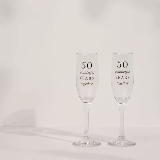 Amore Champagne Flutes Set of 2 - 50th Anniversary - Image 2