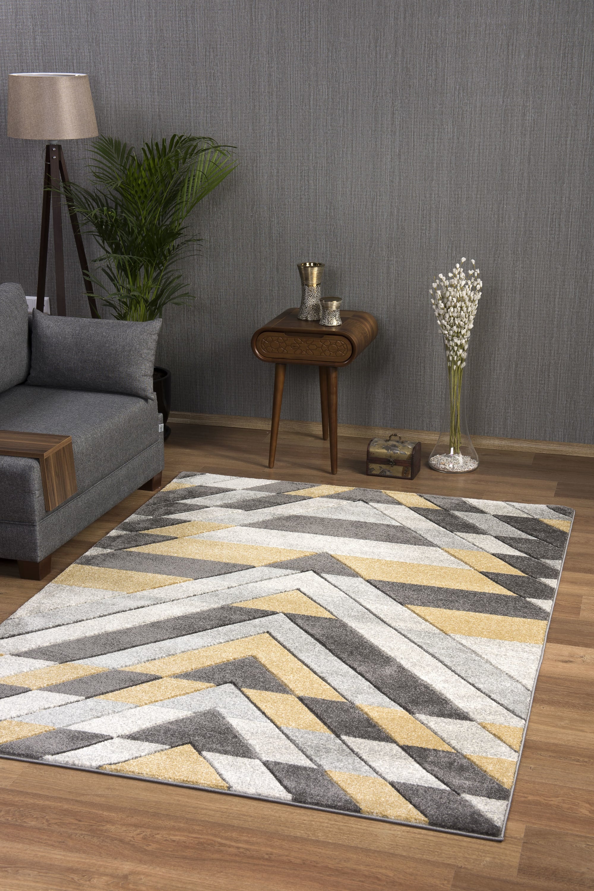 Asher Geometric Rug Grey-Mustard - Image 3