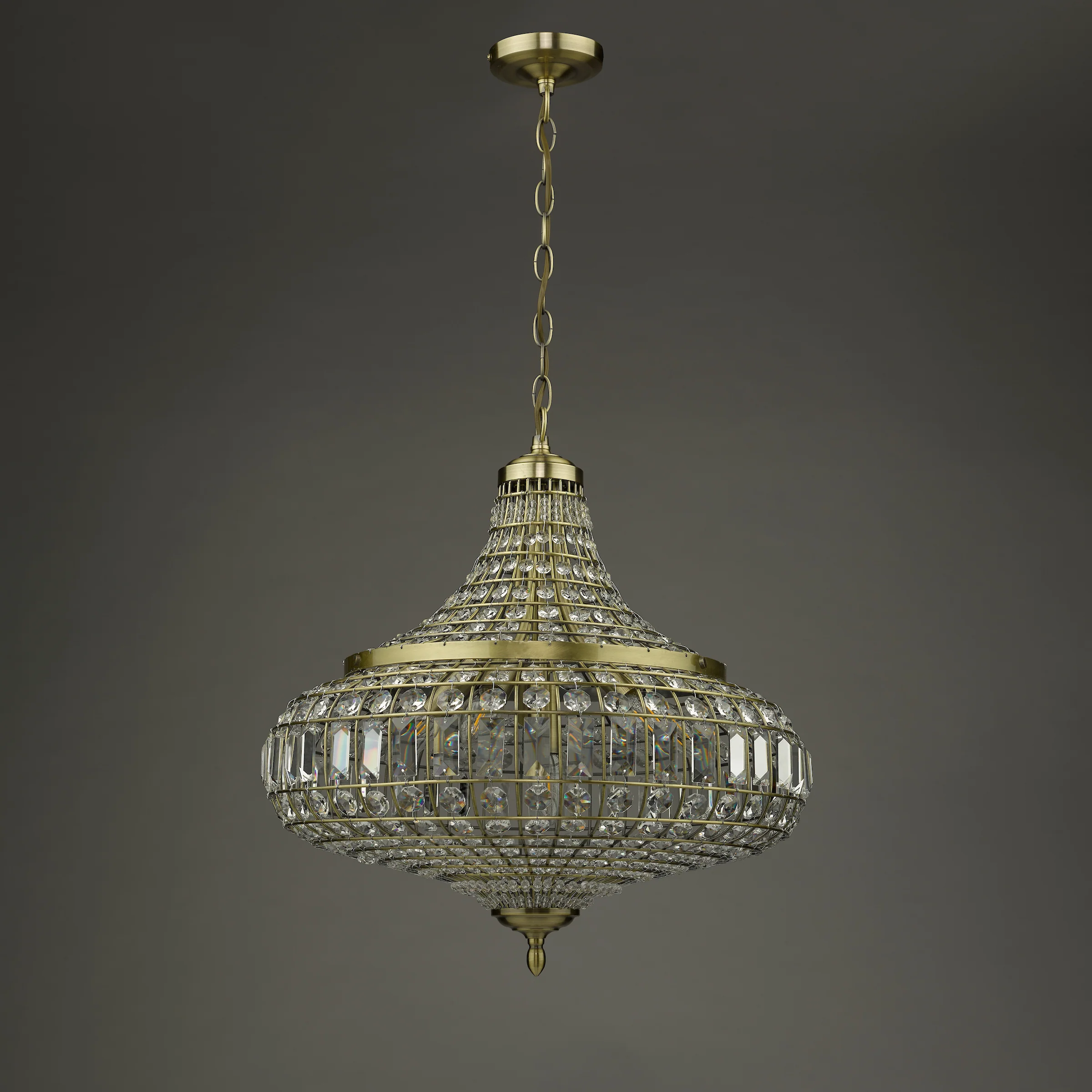 Asmara 6 Light Pendant Antique Brass Crystal - Crystal Pendant Light - Image 6