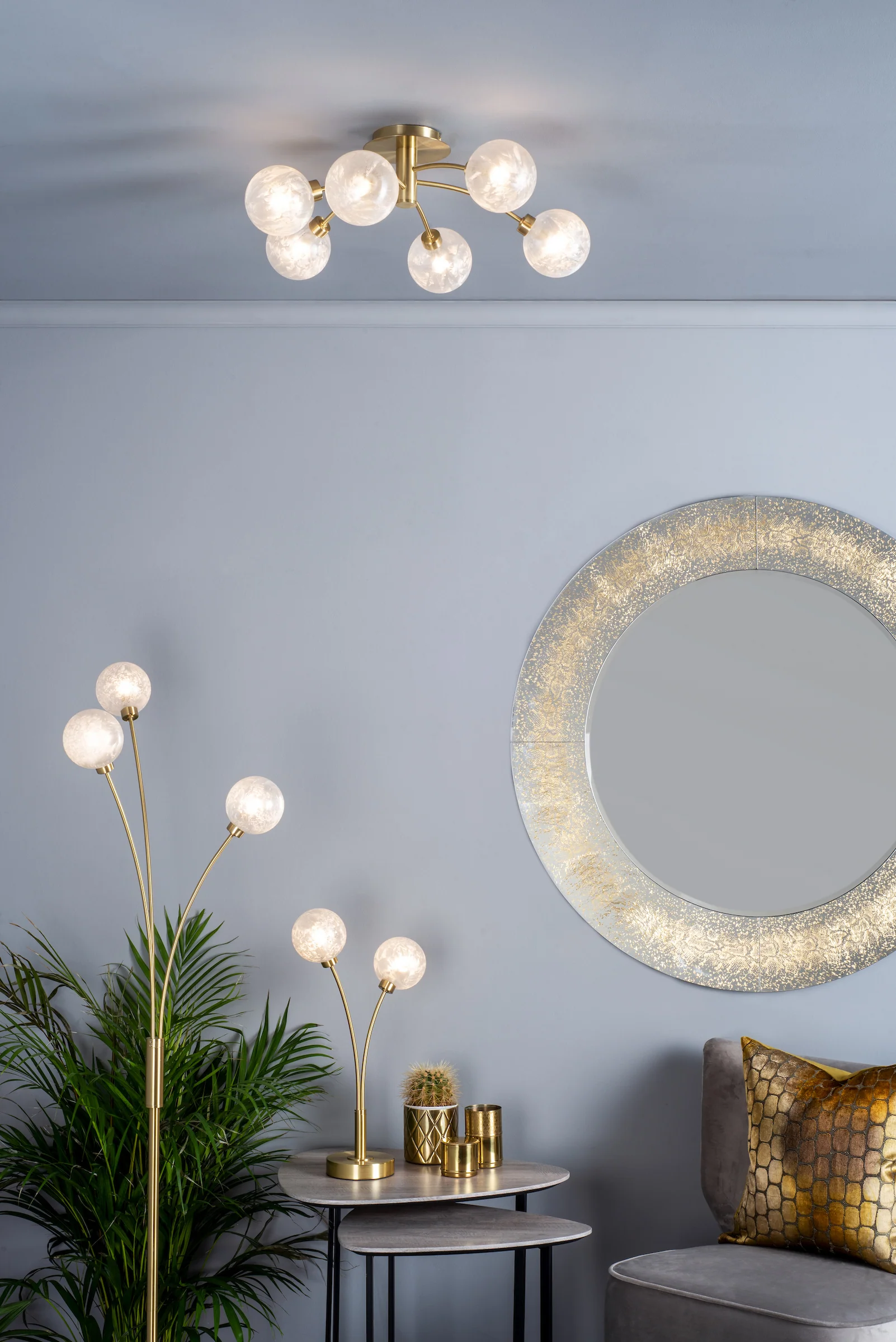 Avari 3 Light Floor Lamp Satin Brass - Floor Lamp Collection - Image 4