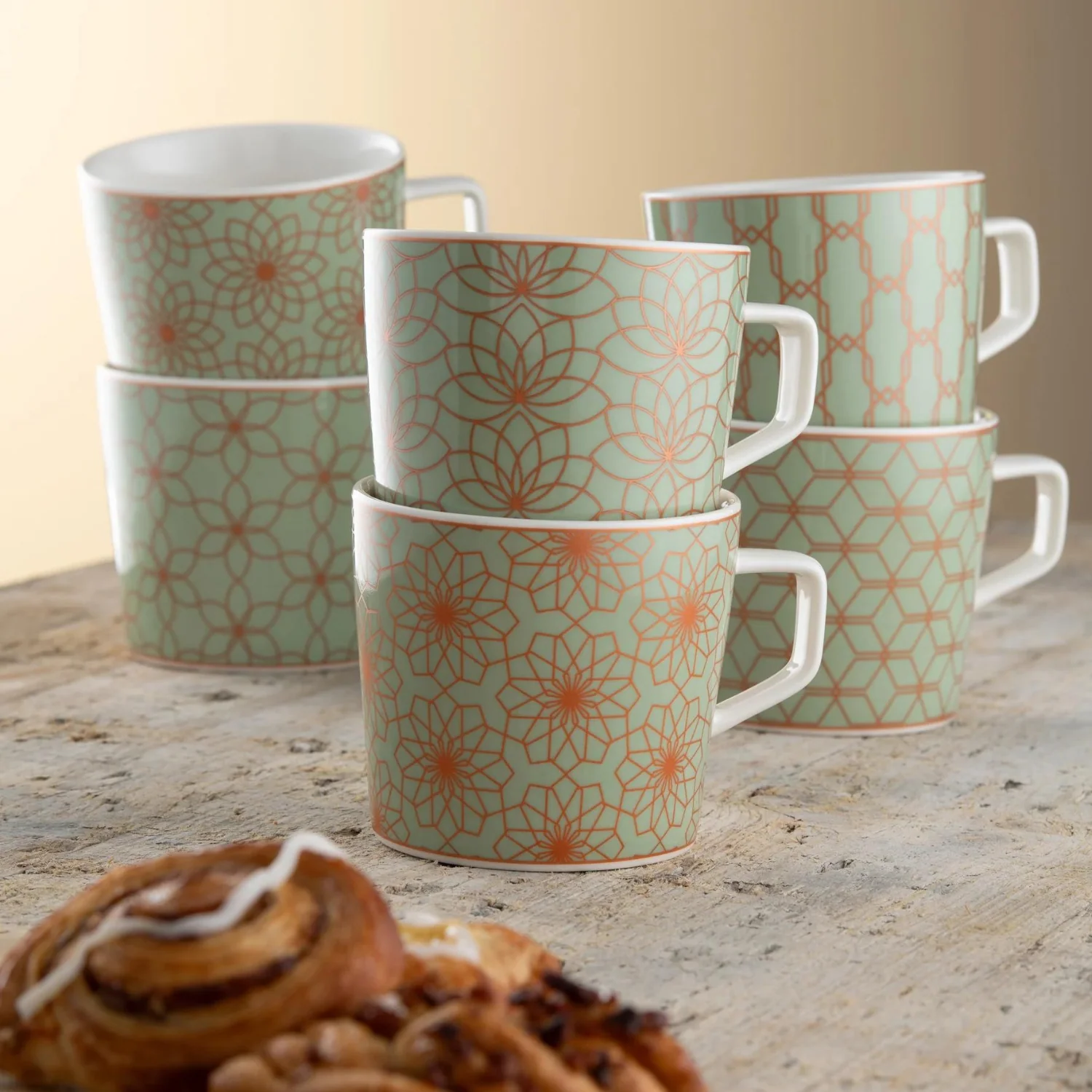 Aynsley Sage & Copper Mugs Set - Image 2