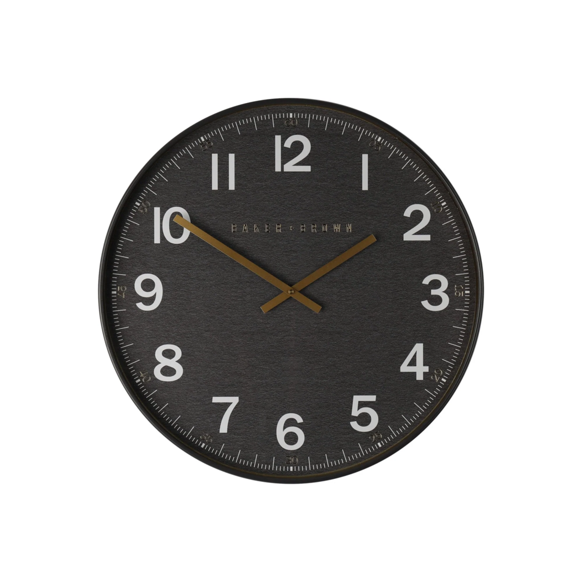 Baker & Brown Black Round Station Clock – 50 cm Vintage Wall Clock