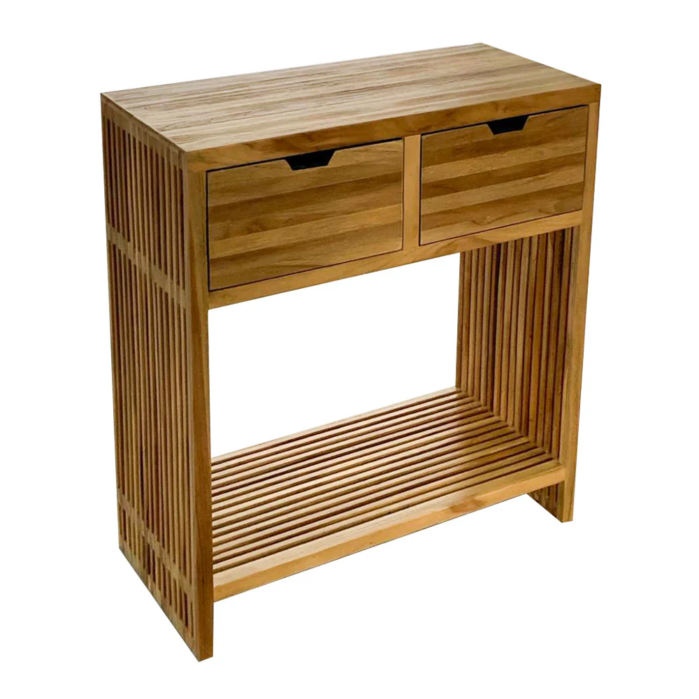 Bari 2-Drawer Teak Wooden Console Table for Living Room - Image 2