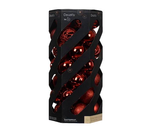 Bauble Shatterproof Christmas Tree Decoration Dia6cm Red