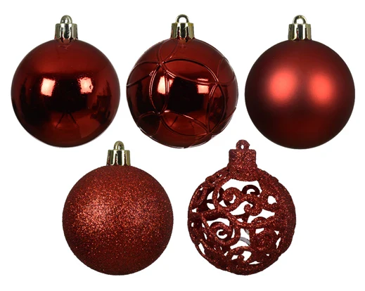 Bauble Shatterproof Christmas Tree Decoration Dia6cm Red - Image 2