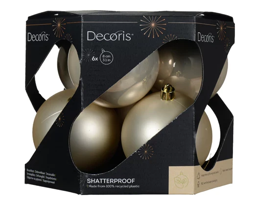 Bauble Shatterproof Christmas Tree Decoration Dia8cm Pearl
