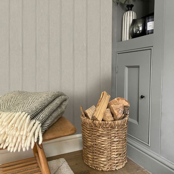 Belgravia Beaded Wood Panel Wallpaper Grey - Image 2