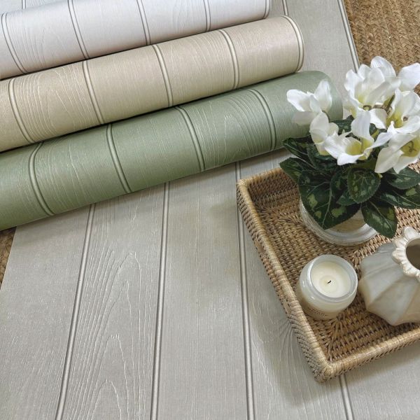 Belgravia Beaded Wood Panel Wallpaper Sage Green - Image 4