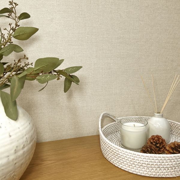 Belgravia Carmella Plain Textured Vinyl Wallpaper Cream - Image 3