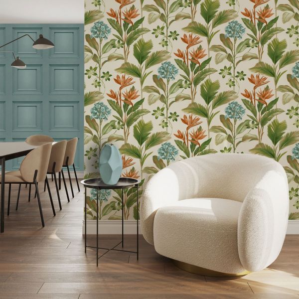 Belgravia Oliana Floral Wallpaper Green / Blue - Image 4