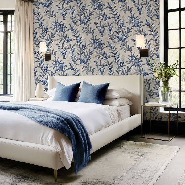 Belgravia Olivia Floral Wallpaper Blue - Image 3