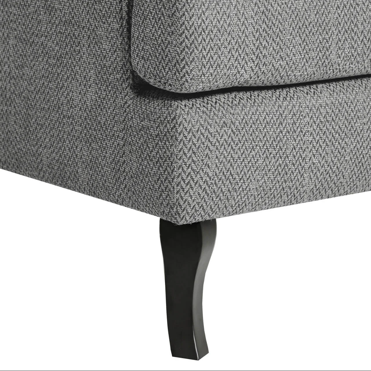 Bertie Accent Chair Grey – Herringbone Fabric Occasional Chair with Solid Wooden Legs for Living Room Furniture - Image 5