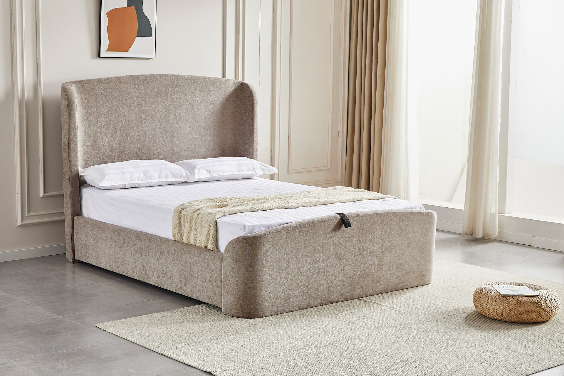 Blaire 4'6 Ottoman Bed Beige - Image 5