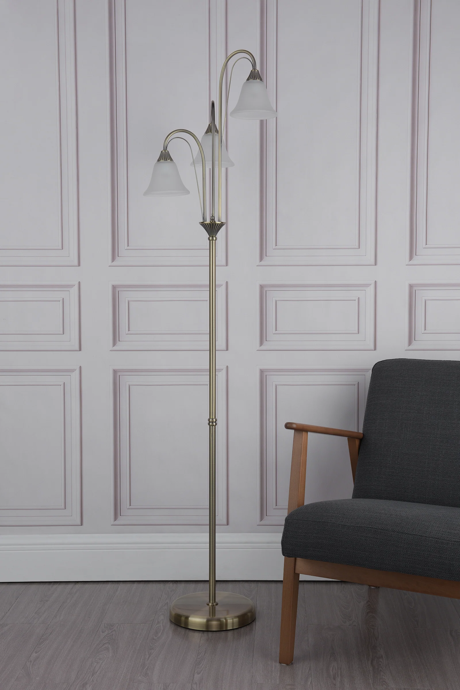 Boston 3 Light Floor Lamp - Antique Brass Lighting Collection - Image 5
