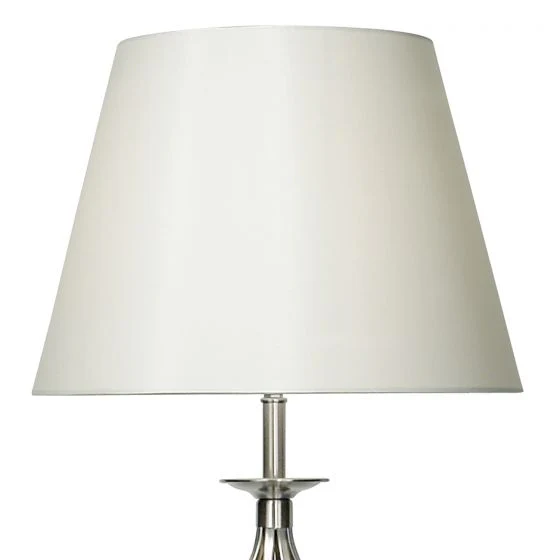 Bybliss Satin Chrome Floor Lamp with Cream Fabric Shade – Modern Indoor Lighting, Foot Switch, 160cm Height - Image 4