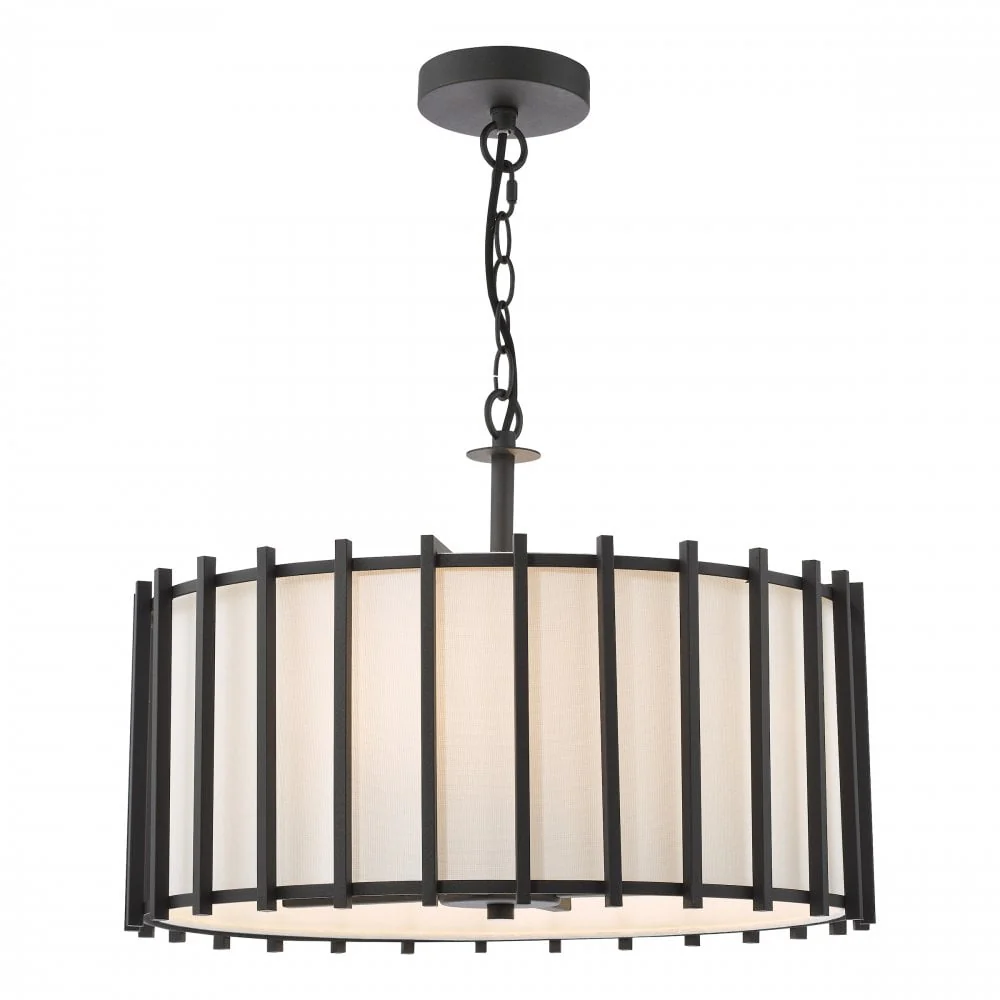 Cagliari 4 Light Armed Pendant Matt Black and Ivory - Image 2
