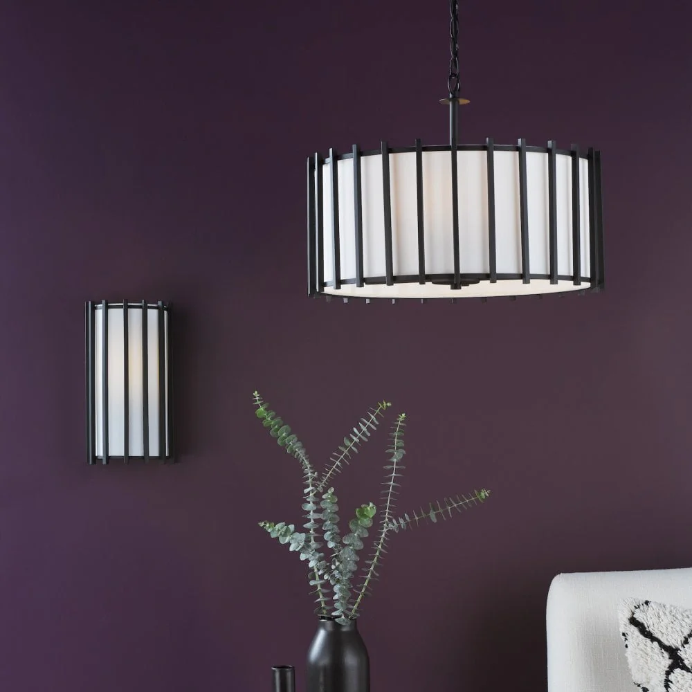 Cagliari 4 Light Armed Pendant Matt Black and Ivory - Image 3
