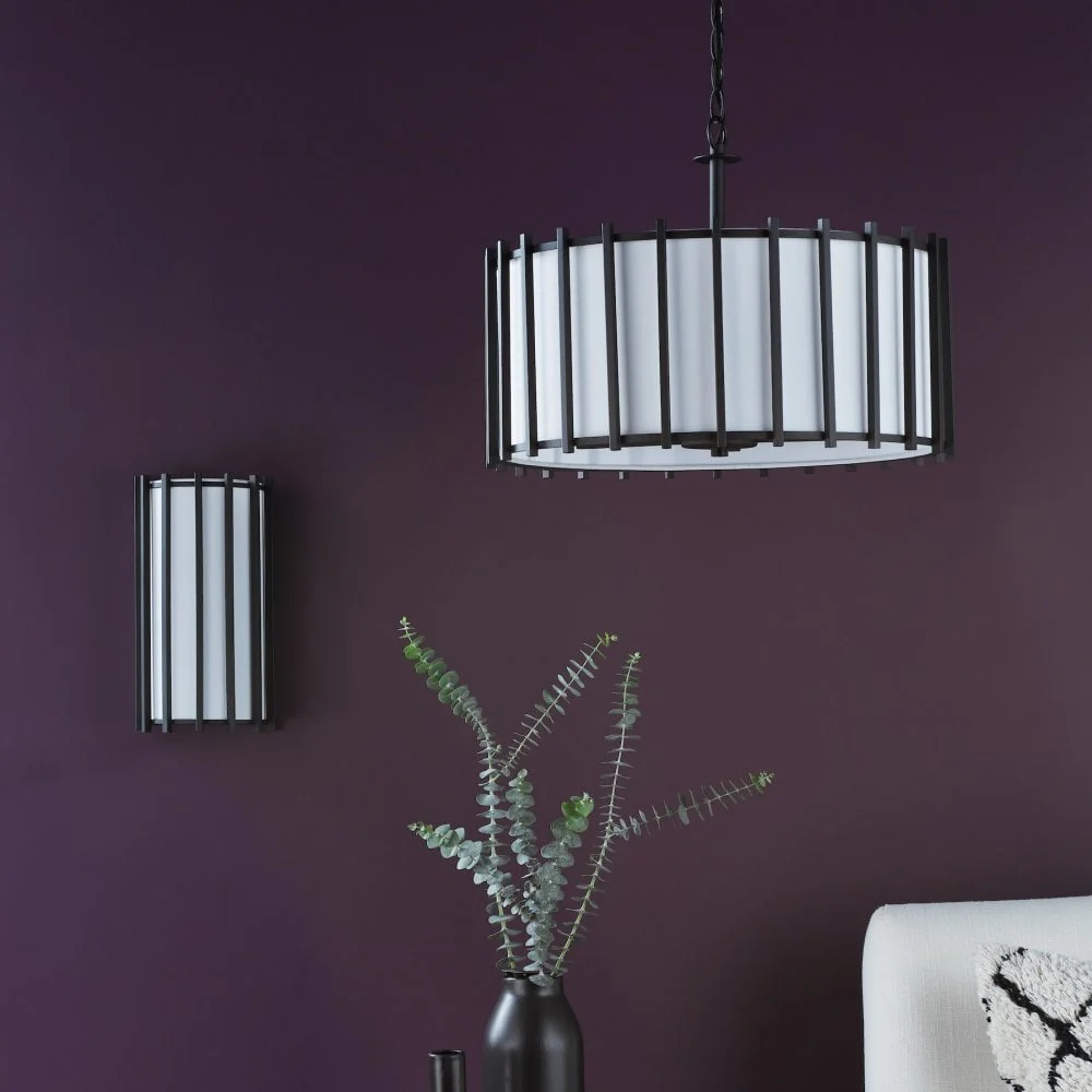 Cagliari 4 Light Armed Pendant Matt Black and Ivory - Image 4