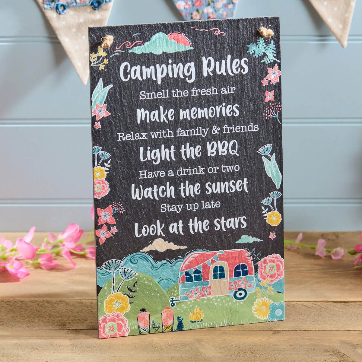 Camping Rules Floral Plaque - Image 2