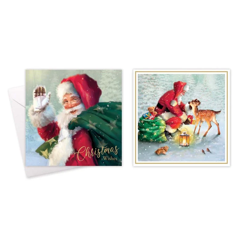 Cards XMAS SQ Trad Santa 10 Pack