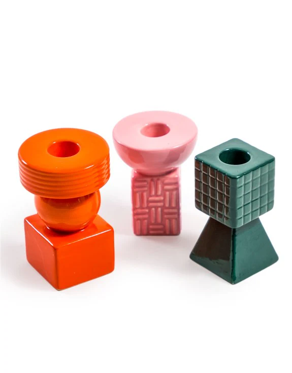 Ceramic Geometric Candle Holder Green - Image 2