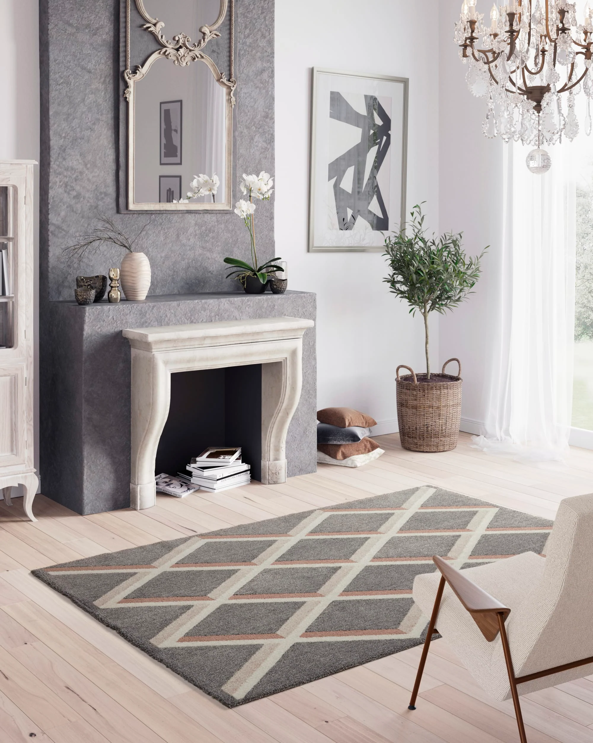 Chad Geometric Rug 592 Grey - Image 2