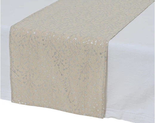 Christmas Tablerunner Polyester Linen Foil Berry Print - Image 2