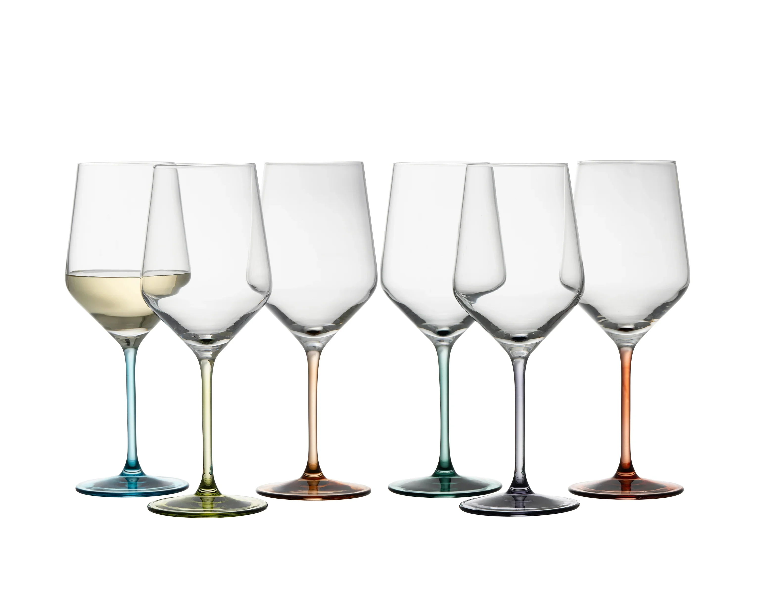 Galway Crystal Chroma Wine Glass Set of 6 – Jewel-Toned Glassware Party Pack for Elegant Entertaining