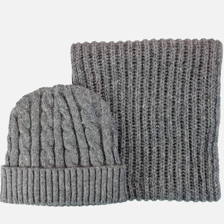Chunky Knit Scarf & Beanie Hat Grey - Image 2
