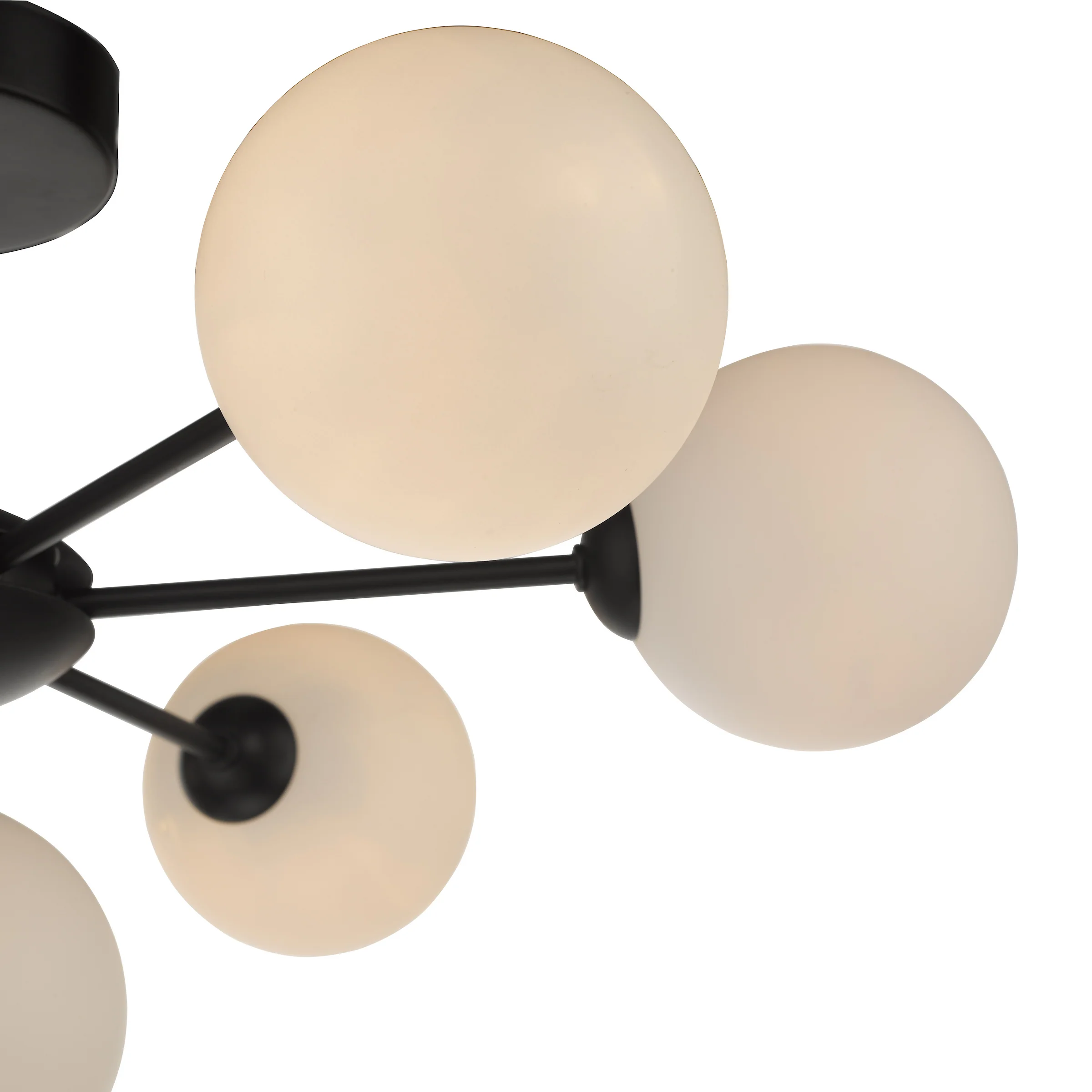 Cohen 7 Light Pendant Matt Black/Opal Glass - Ceiling Pendant Light - Image 3