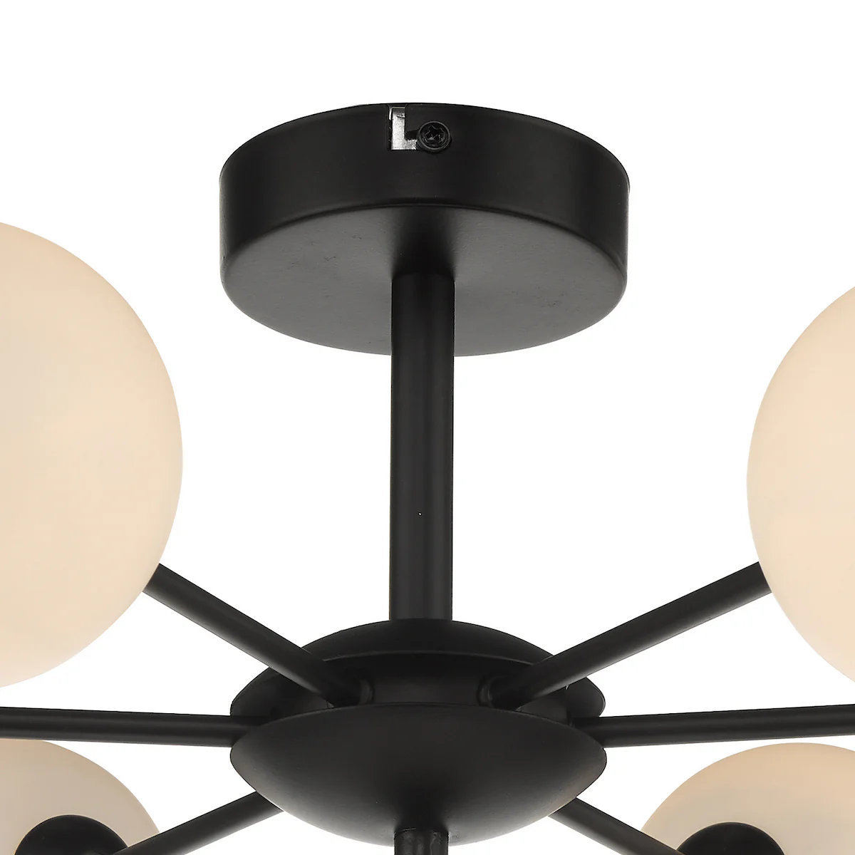 Cohen 7 Light Pendant Matt Black/Opal Glass - Ceiling Pendant Light - Image 4