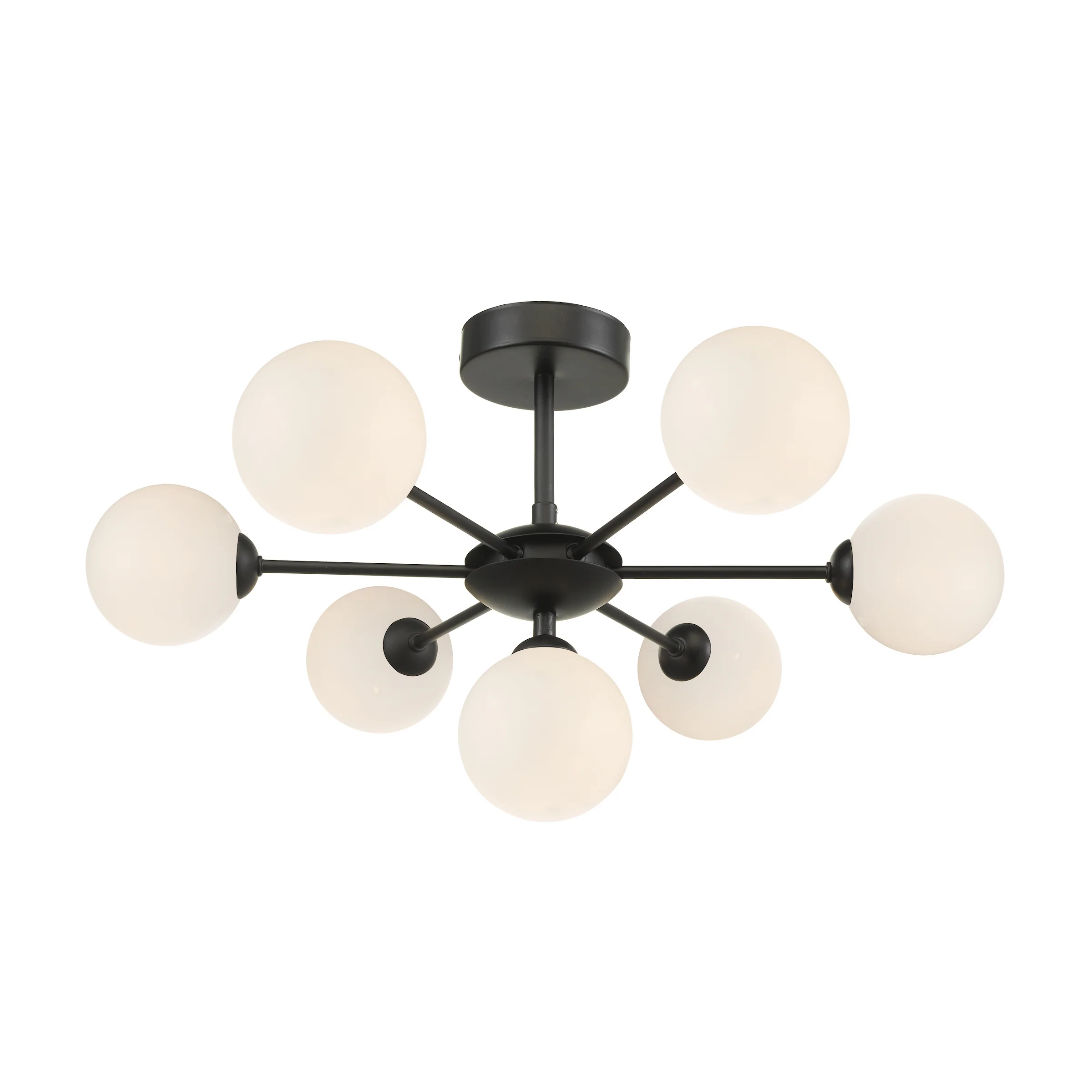 Cohen 7 Light Pendant Matt Black/Opal Glass - Ceiling Pendant Light - Image 5