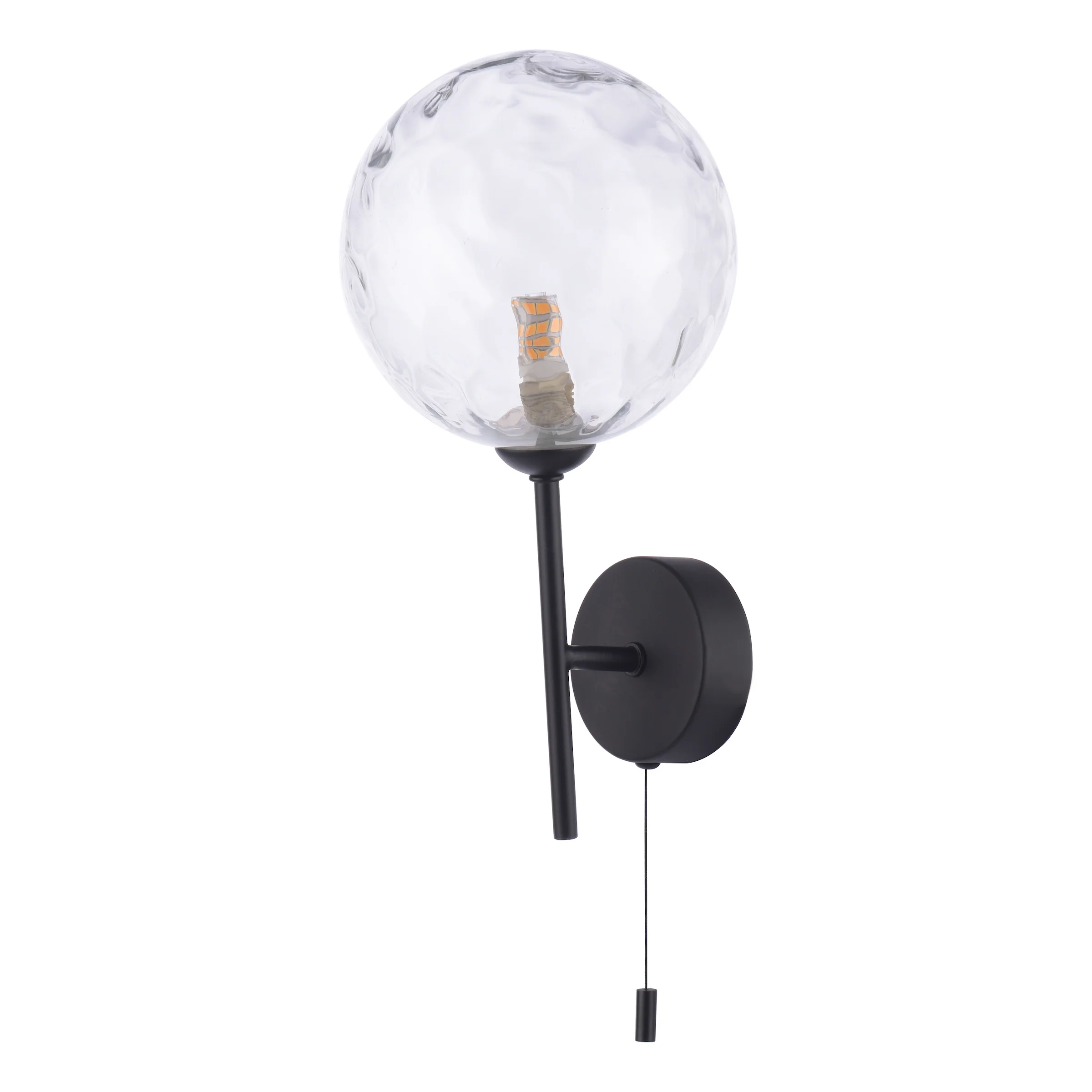 Cohen Wall Light Black With Clear Dimpled Glass - Home Lighting Collection - Image 3