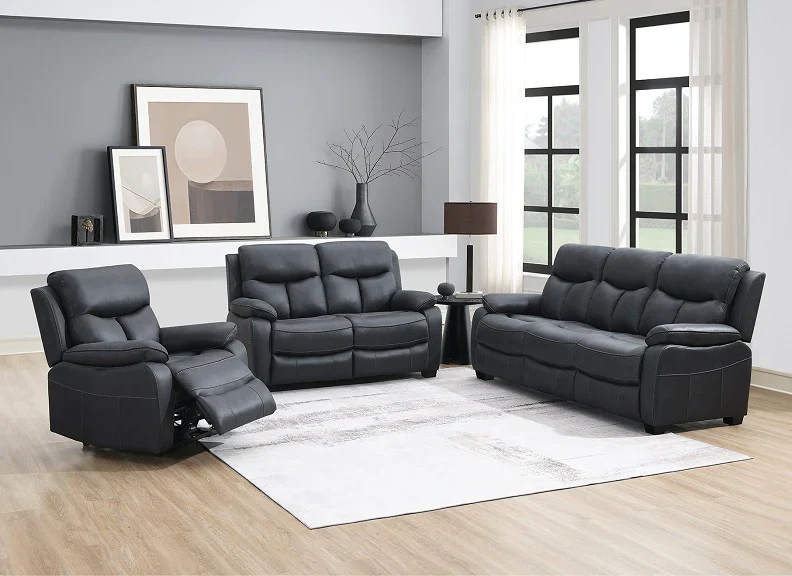 Conrad 3 Seater Fixed Sofa Steel Blue - Image 2