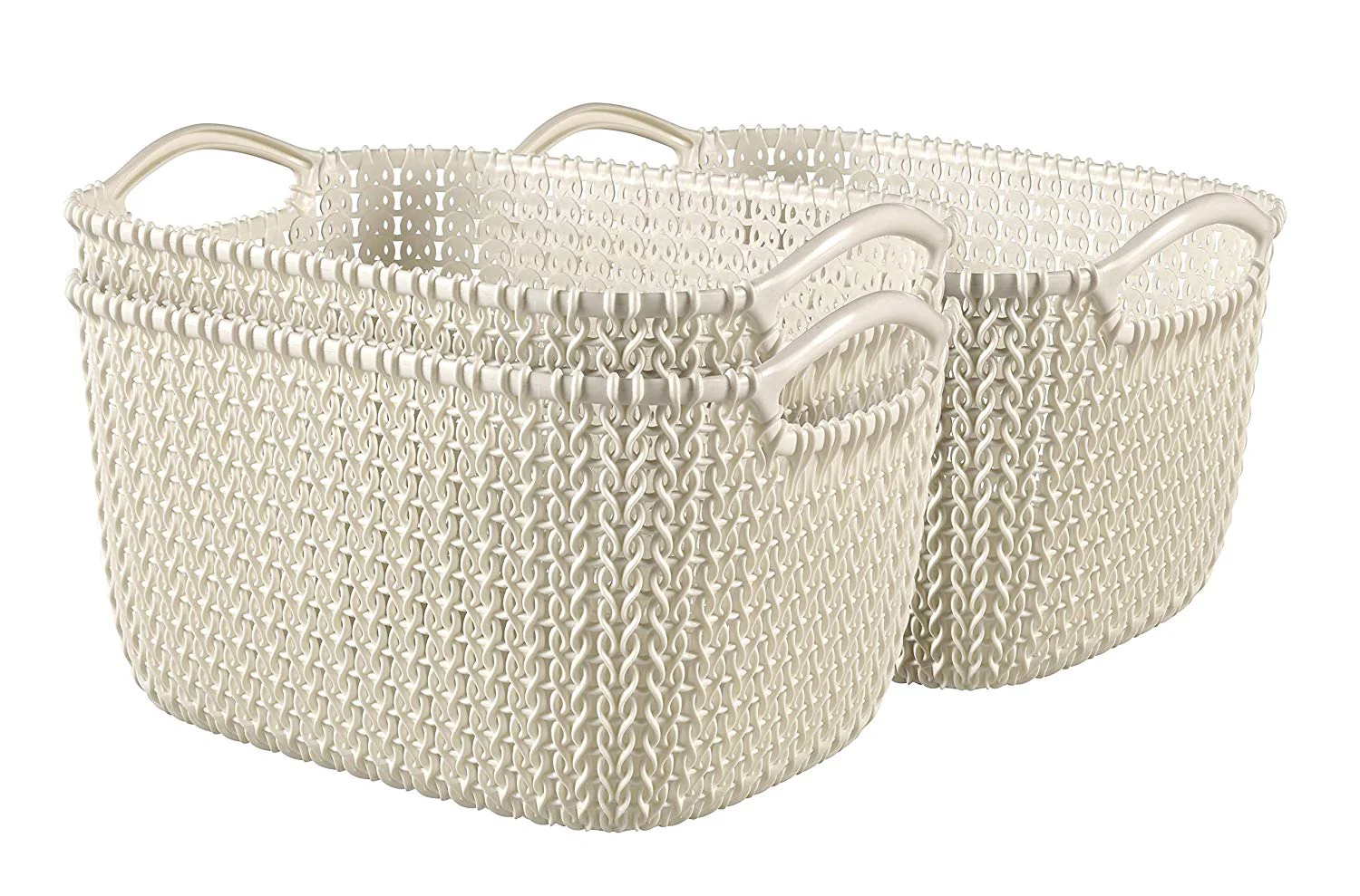 Curver Knit Rectangular Storage Basket White - Image 2