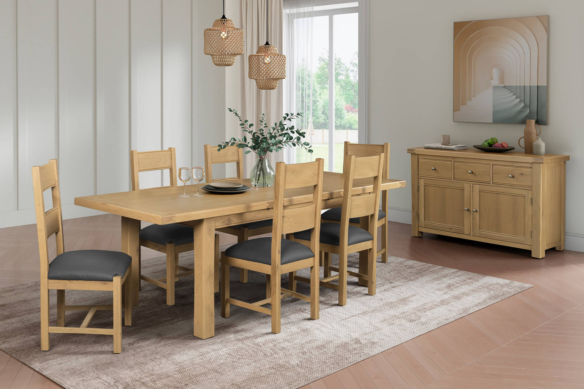 Delaney Extending Dining Table Oak 1.4m - Image 9