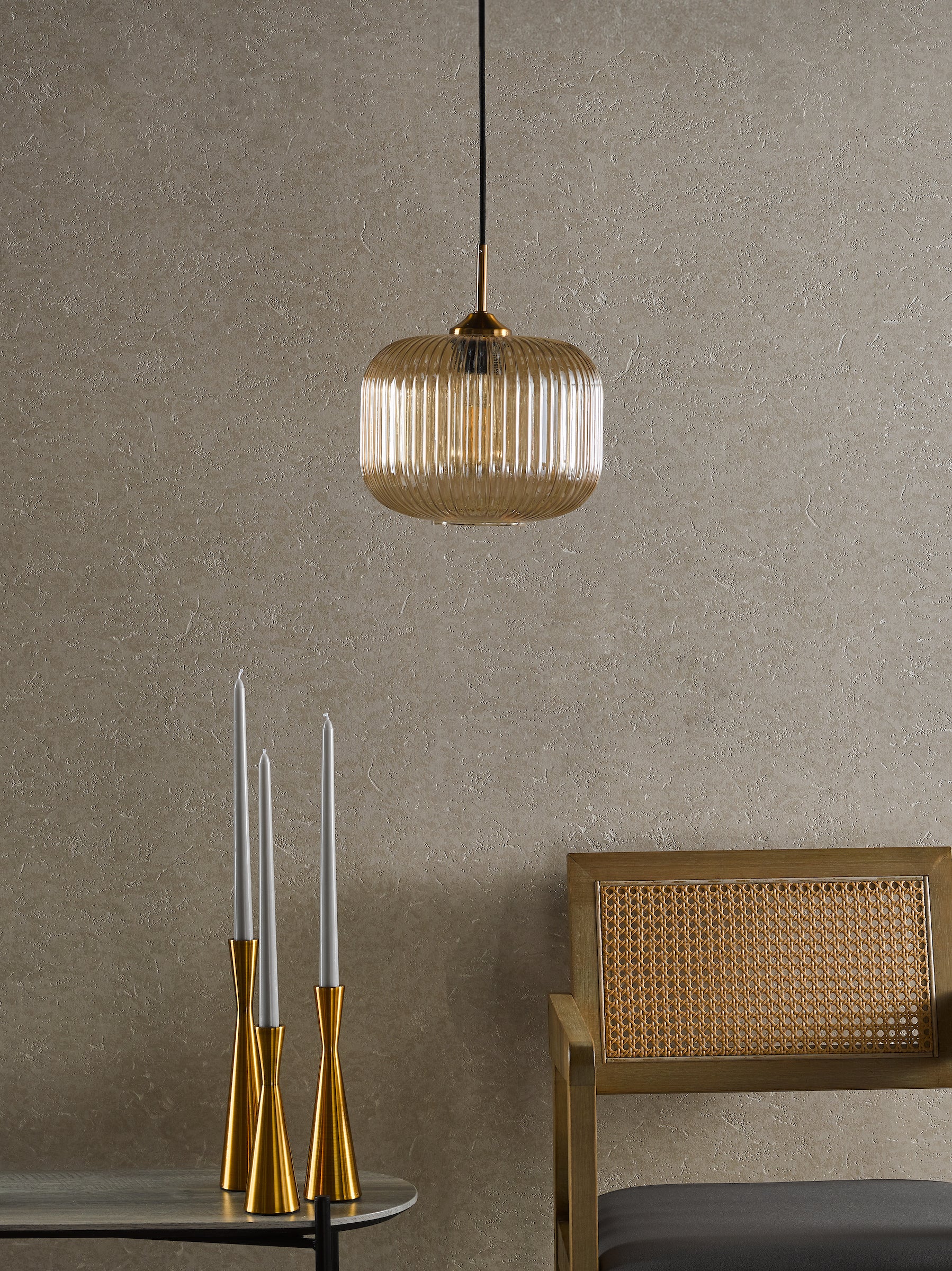 Demarius Pendant Natural Brass/Amber Glass - Ceiling Light Decor - Image 6
