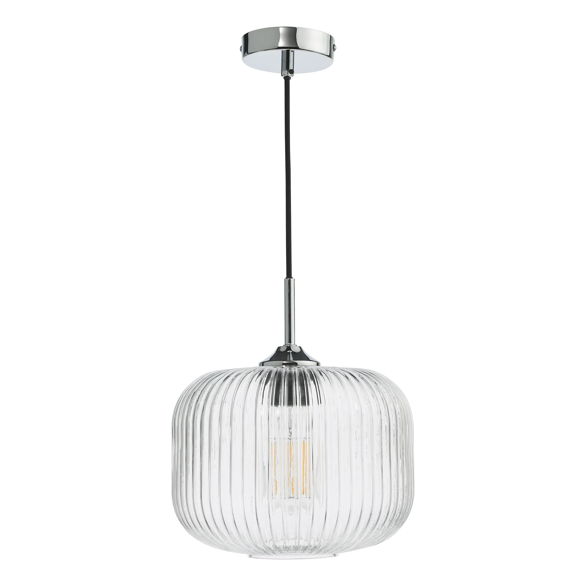 Demarius Pendant Polished Chrome/Clear Glass - Ribbed Glass Lighting - Image 3