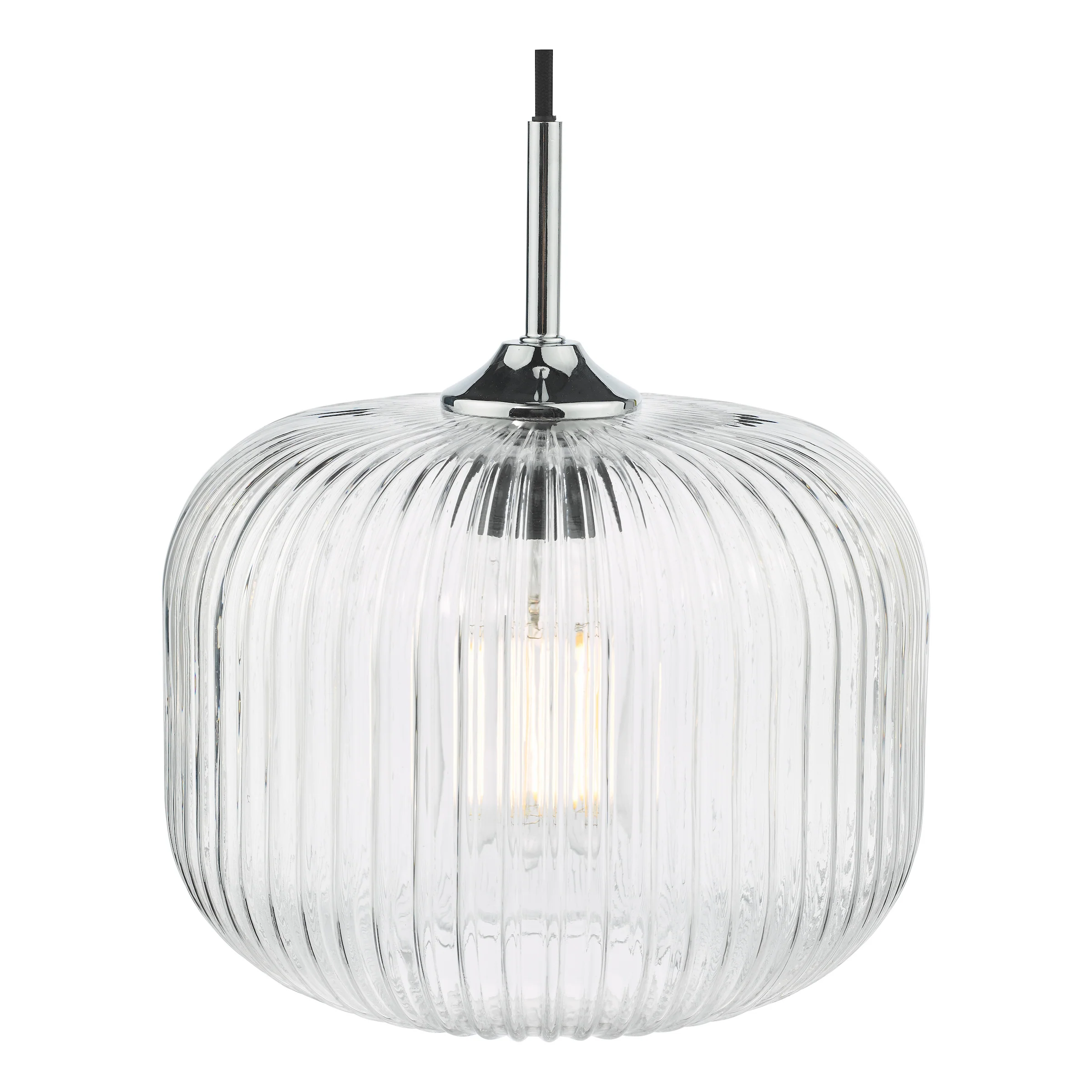 Demarius Pendant Polished Chrome/Clear Glass - Ribbed Glass Lighting - Image 4