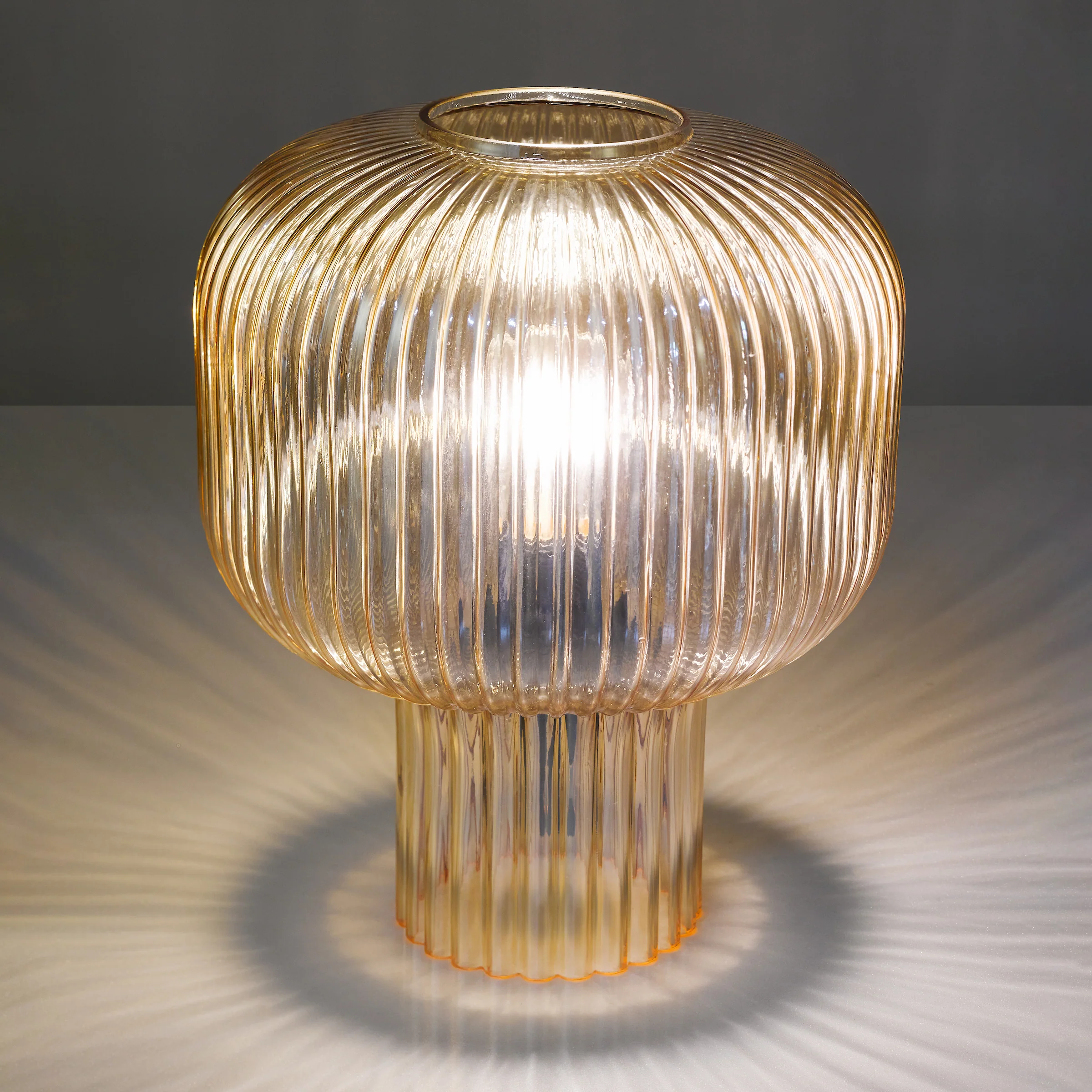 Demarius Table Lamp Amber Ribbed Glass - Elegant Lighting Collection - Image 4